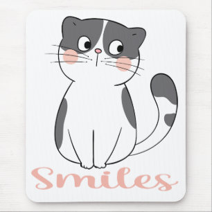 Tapis De Souris Mignonne chat gris blanc maman folle dame chaton