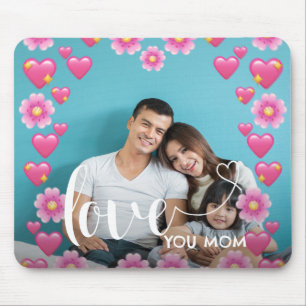 Tapis De Souris Mignonne COEUR T'AIME MÈRE Fête des Mères Photo