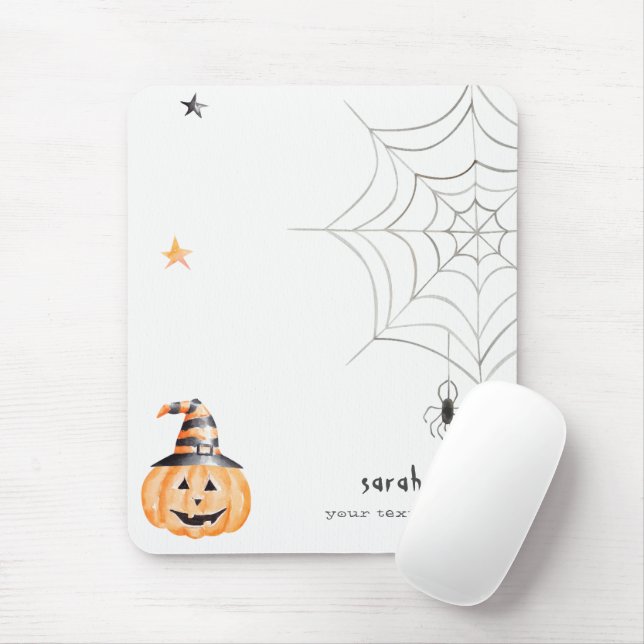 Tapis De Souris Mignonne Éffrayante Halloween Citrouille Spider We (Avec souris)