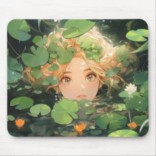 Tapis De Souris Mignonne fille Anime dans l'étang