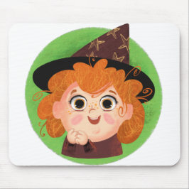 Tapis De Souris Mignonne fille en costume de sorcière