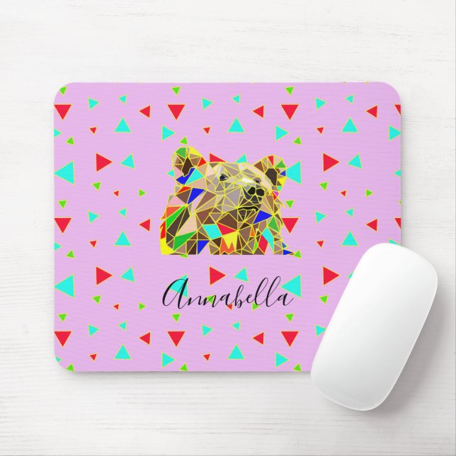 Tapis De Souris Mignonne fille ours rose (Avec souris)