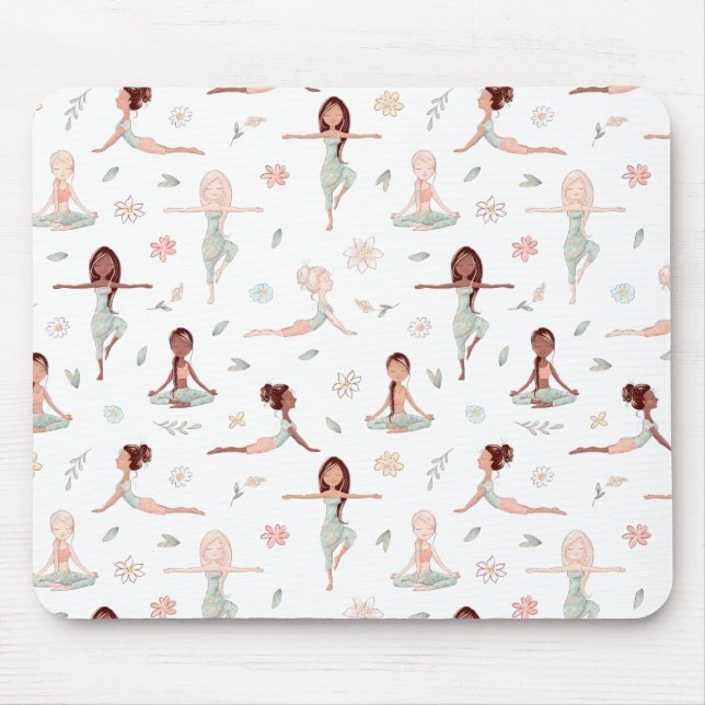 Tapis De Souris Mignonne Girls Zen Yoga Méditation Spirituelle Nam (Devant)