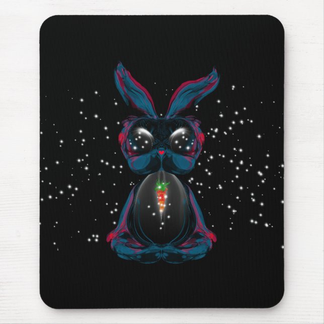 Tapis De Souris Mignonne lapin aux yeux de lumière dans Yoga Pose  (Devant)