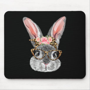 Tapis De Souris Mignonne Lapin Avec Gles Byndana Fleurs Léopard Dé