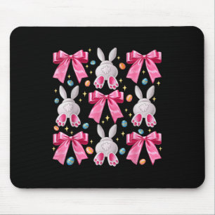 Tapis De Souris Mignonne lapin de Pâques Visage Coquette Bow Jour