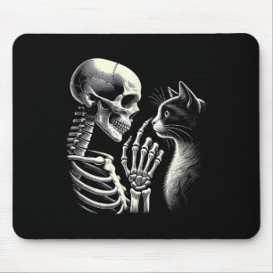 Tapis De Souris Mignonne Noir Chat Nez Squelette Main Drôle Hallow