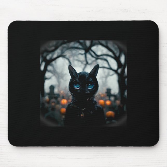 Tapis De Souris Mignonne Petite Tête De Chat Pour Halloween (Devant)