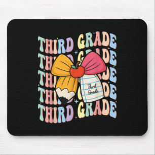 Tapis De Souris Mignonne Troisième Année Crayon Coquette Nœud Reto