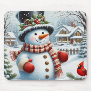 Tapis De Souris Mignonne, Vintage/Whimsical bonhomme de neige de N