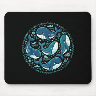 Tapis De Souris Mignons baleines kawaii motif animal marin mer