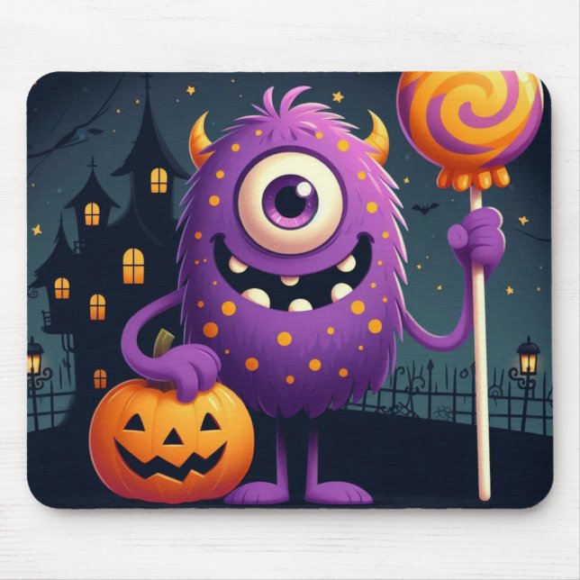 Tapis De Souris Mignons, violet ruse ou le monstre qui traite (Devant)