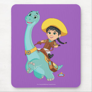 Tapis De Souris Min & Clover   Joyeux Cowgirl & Brontosaurus Ride