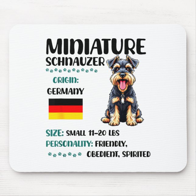 Tapis De Souris Miniature Schnauzer Origin Funny Mini Schnauzer Lo (Devant)