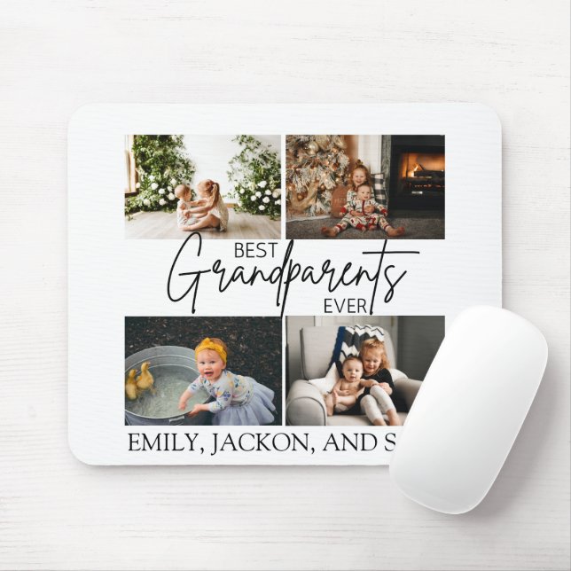 Tapis De Souris Minimal chic blanc Meilleur Grand-Parents Photo (Avec souris)