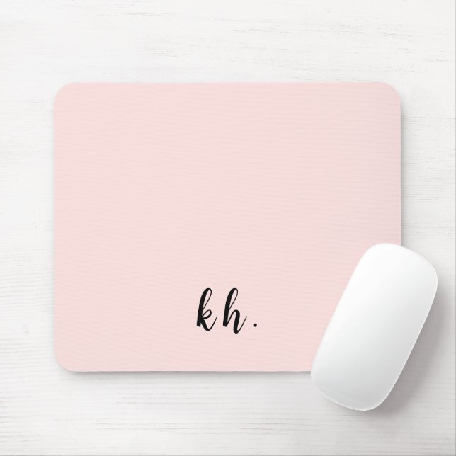 Tapis De Souris Minimal Pastel Pink Monogram Initials (Avec souris)