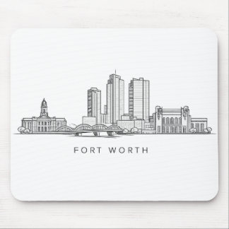 Tapis De Souris Minimalist Fort Worth Skyline Line Art