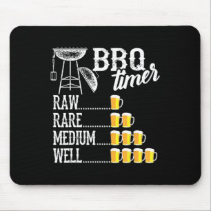 Tapis De Souris Minuteur BBQ Cool Raw Rare Médium Bien Drôle Bière