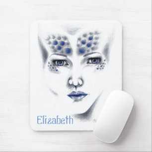 Tapis De Souris Miss Univers Beau Bleu gris Alien Lady Art