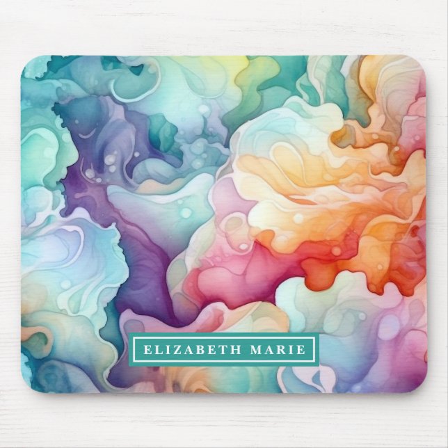 Tapis De Souris Modèle de nom de l'aquarelle arc-en-ciel (Devant)