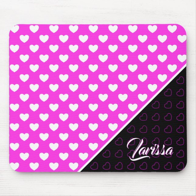 Tapis De Souris Modèle De Nom Personnalisé, Rose Et Noir (Devant)