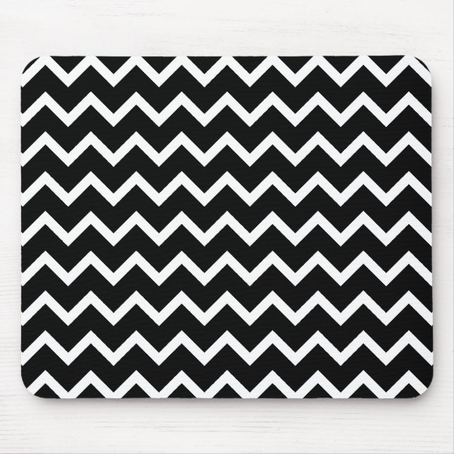 Tapis De Souris Modèle de zigzag noir et blanc (Devant)