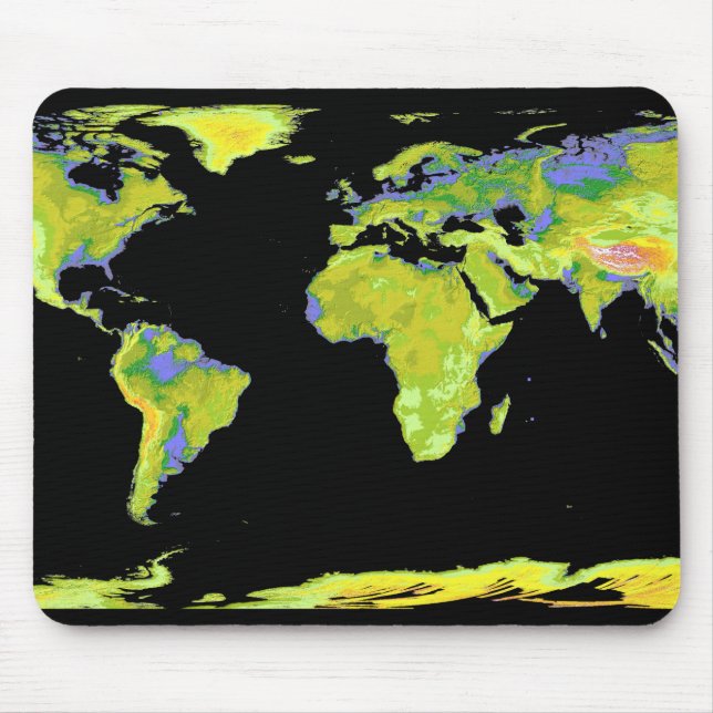 Tapis De Souris Modèle d'élévation numérique des continents sur Ea (Devant)