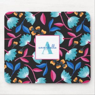 Tapis De Souris Modèle floral d'art folklorique monogramme