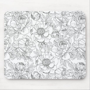 Tapis De Souris Modèle floral de pivoine vintage