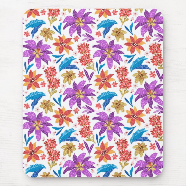 Tapis De Souris Modèle floral exotique coloré tiré à la main-70703 (Devant)