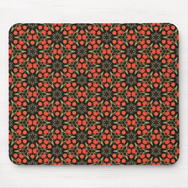 Tapis De Souris Modèle floral géométrique rouge (Devant)