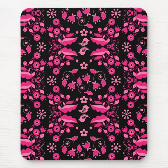 Tapis De Souris Modèle floral rose moderne scandinave (Devant)
