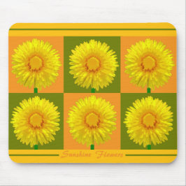 Tapis De Souris Modèle "Sunshine Flower" Checkerboard Mousepad.