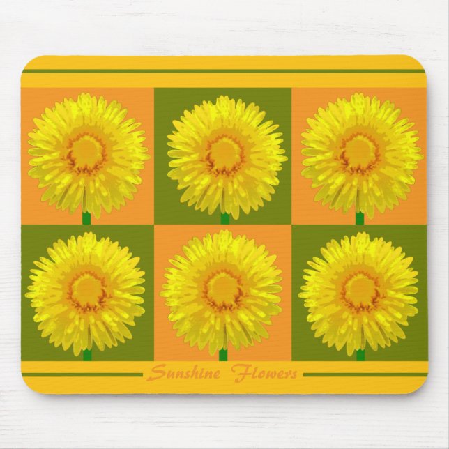Tapis De Souris Modèle "Sunshine Flower" Checkerboard Mousepad. (Devant)
