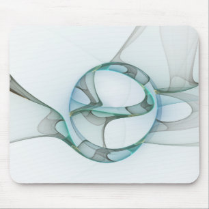 Tapis De Souris Modern Abstract Fractal Art Blue Turquoise Gray