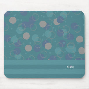 Tapis De Souris Modern Classic Blue Circles Pattern First Name