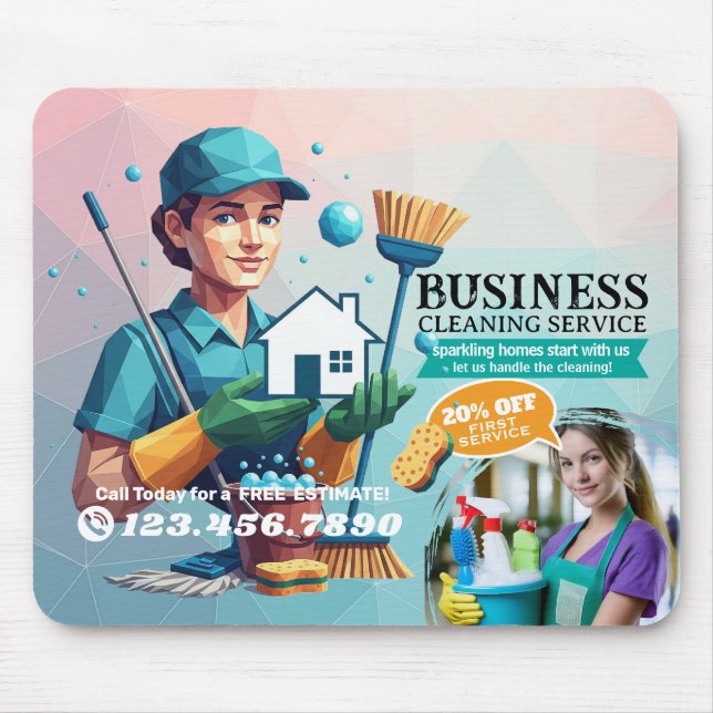 Tapis De Souris Modern House Cleaning Maid Service Housekeeping (Devant)