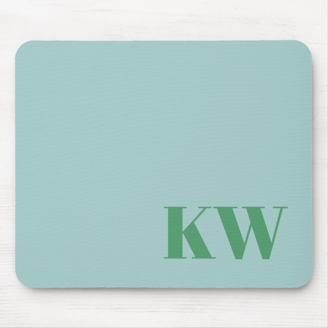 Tapis De Souris Modern Light Blue Monogram Initials Personalized (Devant)