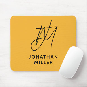 Tapis De Souris Modern Mustard Yellow Monogram