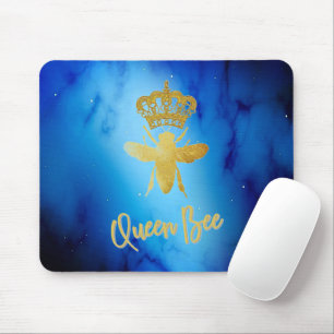 TAPIS DE SOURIS moderne abeille reine Or & bleu be