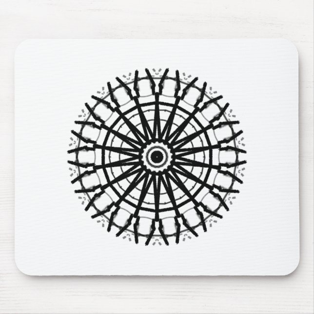 Tapis De Souris MODERNE _CERCLE ROSE Kaléidoscope _COULEUR _NOIR (Devant)