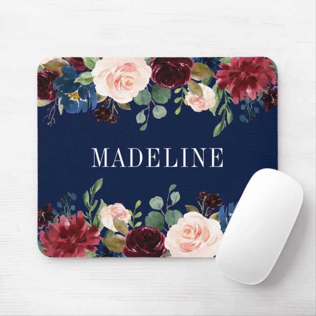 Tapis De Souris Moderne Elégant aquarelle Floral à la mode (Avec souris)