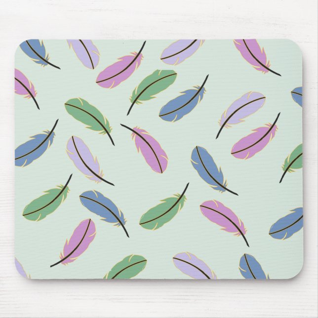 Tapis De Souris Moderne et élégant Pastel Blue Feaths Motif (Devant)
