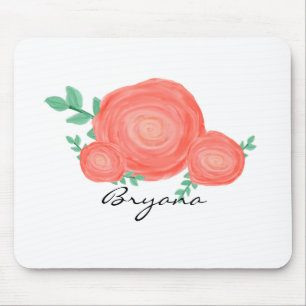 Tapis de souris moderne fleurs florales orange pei