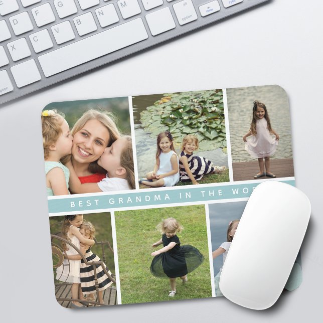 Tapis De Souris Moderne Meilleur Collage photo Grand-mère violet (Modern Best Grandma or Mommy Photo Collage Mouse Pad)