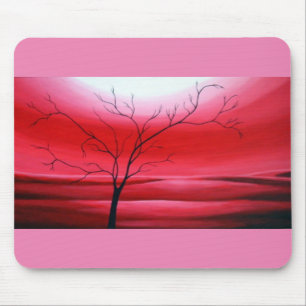 Tapis De Souris Moderne Modèle Arbre Ciel Rouge Abstrait Élégant