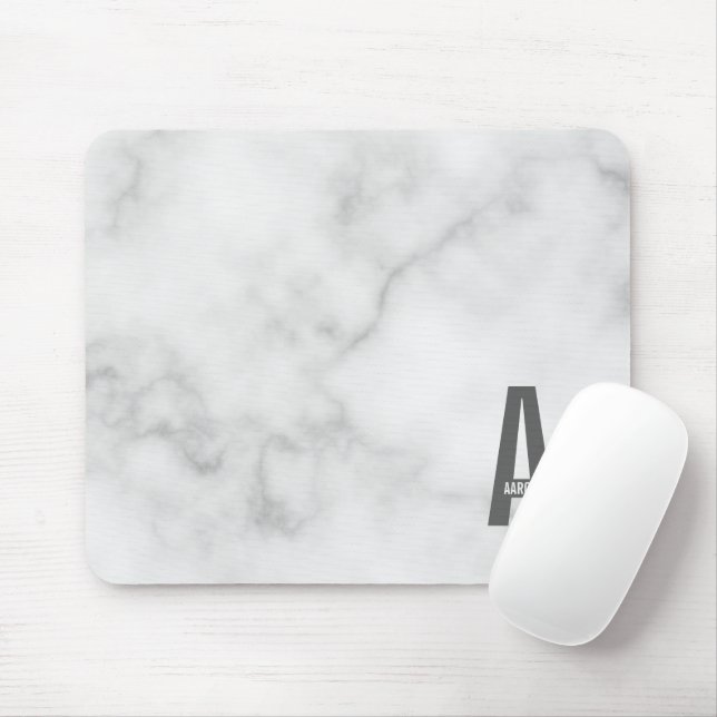 Tapis De Souris Moderne Monogramme Personnalisé Gras et Nom (Avec souris)