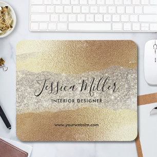 Tapis De Souris Moderne Paillettes de Diamant en Or Faux Luxe Glam