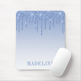 Tapis De Souris Moderne Tendance Pailleté Bleu Poussiéreux Dégouli