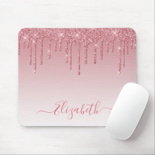Tapis De Souris Moderne tendance paillettes rose poussiéreux écrit